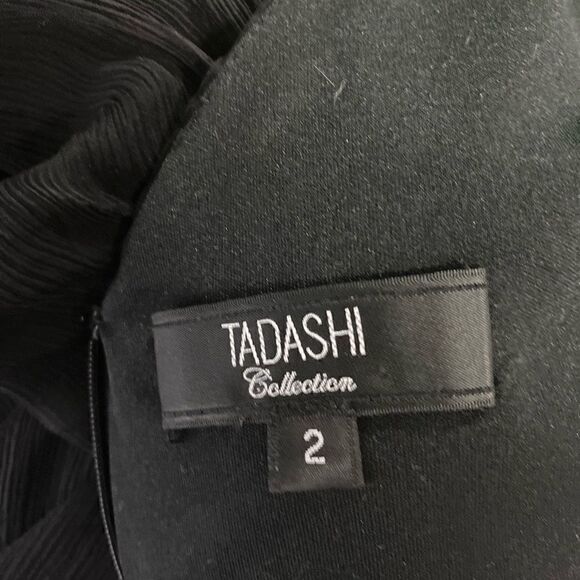 #152 TADASHI COLLECTION black silk cocktail dress - Picture 8 of 8